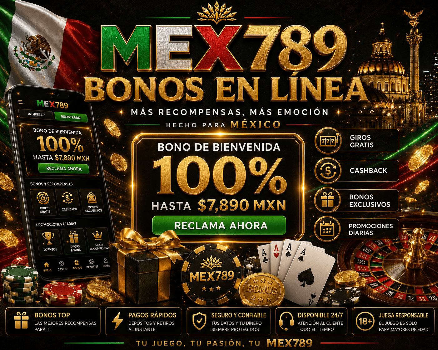 MEX789 Bonuses and Promotions MEX789 bonuses with gift boxes, coins, casino promotions, welcome offers, and mobile rewards