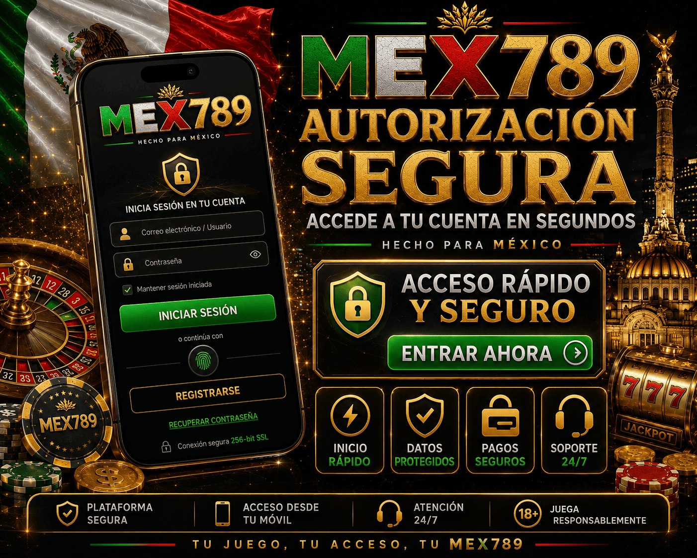 MEX789 Login Mexico MEX789 Mexico login screen with secure account access, balance, bonuses, and mobile games